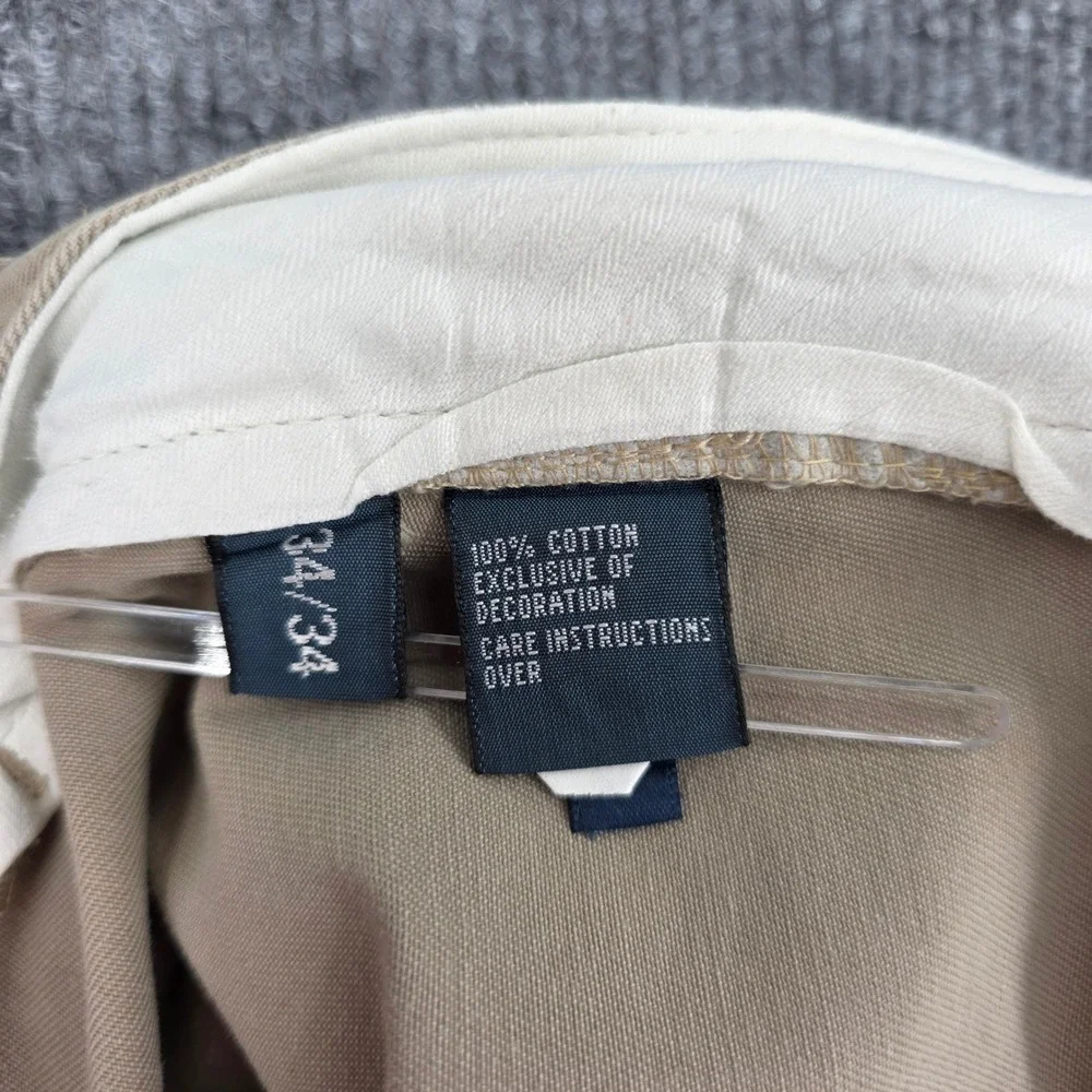 Polo Ralph Lauren Preston Pant Mens 34x34 Tan Khaki Cotton Chino Slacks Straight